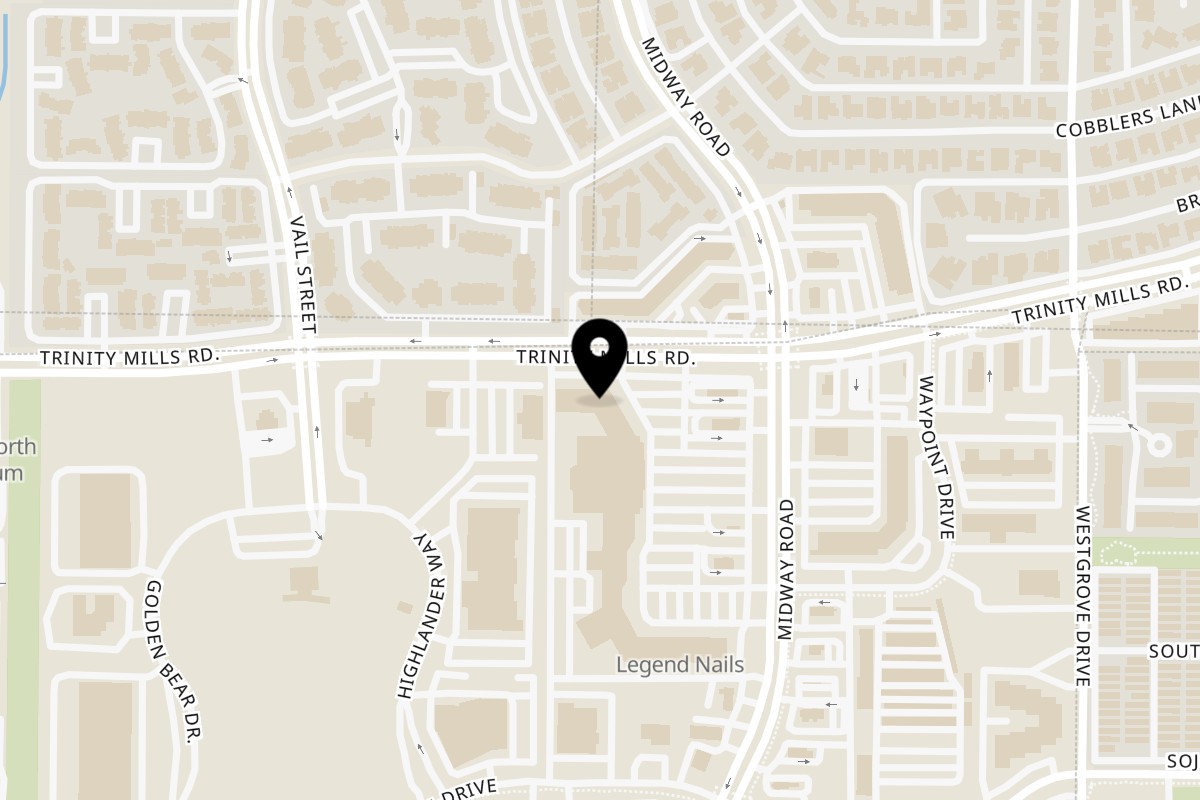Map showing the location of Kings Cave on 2661 Midway Road in Carrollton